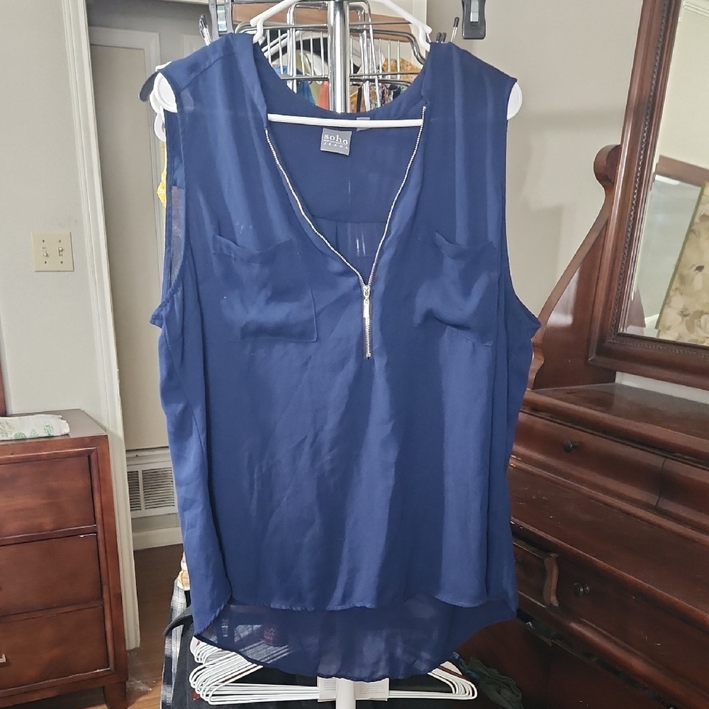 Sheer Navy Sleeveless Top